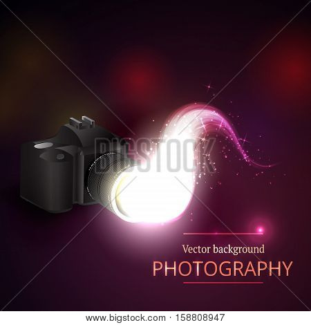 Vector illustration of the concept of shooting photos and video.Kamera and abstract film.