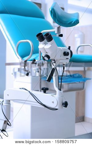 Gynecological room with chair and equipment
