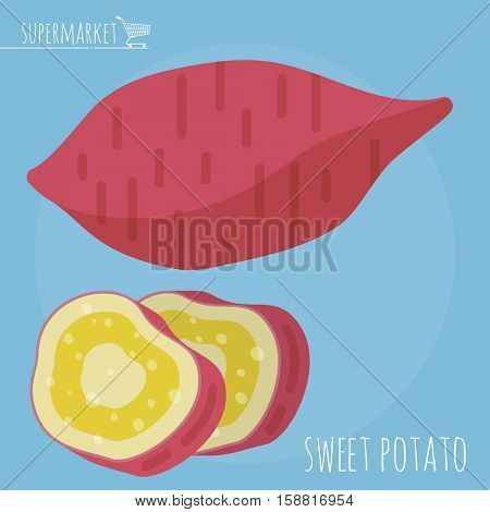 Flat design sweet potato vector icon template
