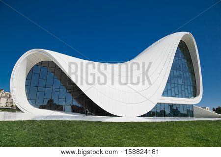 BAKU,AZERBAIJAN-OKT 4, 2016: Heydar Aliyev Center on Oct 4, 2016 in Baku, Azerbaijan. Heydar Aliyev Center won the Design Museum's Designs of the Year Award in 2014
