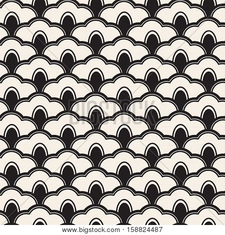 Grid pattern. Traditional japanesse ornament. Vector seamless background. Monochrome abstract geometric illustration.