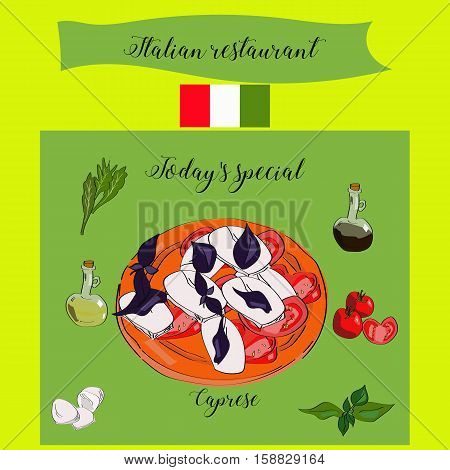 Today's Special Caprese. Italian Restaurant. Dish With Salad.