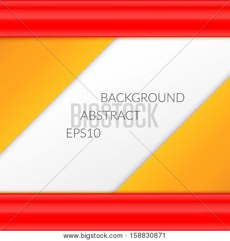 Abstract Background With Orange Triangles And Ribbons On A White Background.