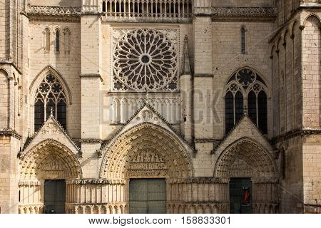 Exterior of the church of St Pierre in Poitiers, France
