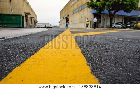 Marking on the pavement in the cargo terminal where all-cargo aircrafts usually park, this complex is now informally known as the old Galleon, Rio de Janeiro, Brazil