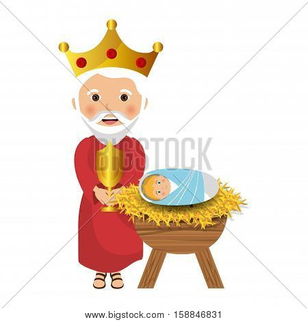 happy epiphany card manger character vector illustration design