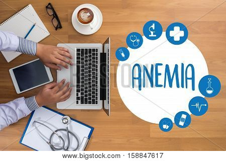 ANEMIA blood for Anemia test Medical Concept: Anemia Diagnosis Iron deficiency anemia ANEMIA Medicine doctor hand working Professional doctor aplastic anemia