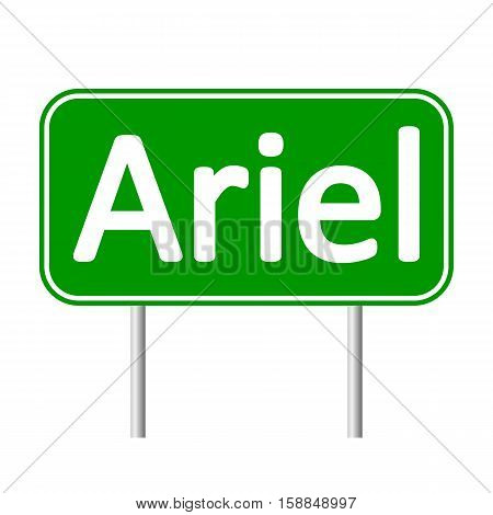 Ariel road sign isolated on white background.