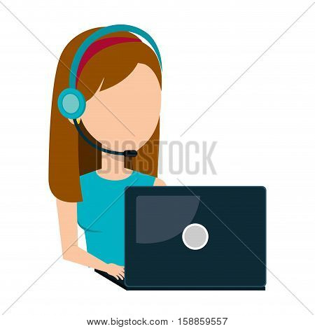 businesswoman character operator call center icon vector illustration design