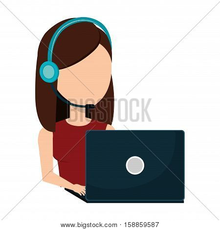 businesswoman character operator call center icon vector illustration design