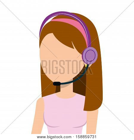 businesswoman character with headset icon vector illustration design