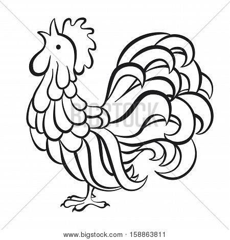 Rooster chicken cock. Vector illustration. Can be used as a greeting card for the year of rooster.