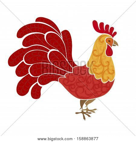 Rooster chicken cock. Vector illustration. Can be used as a greeting card for the year of rooster.