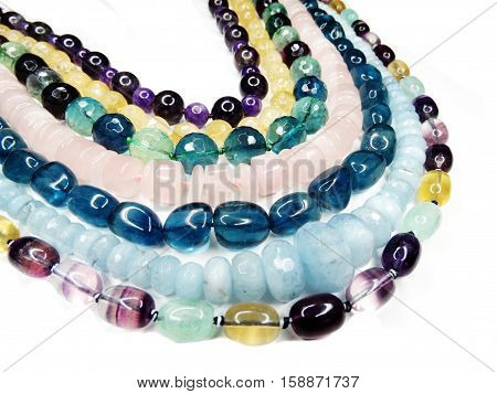 semigem necklace with bright crystals jewellery set