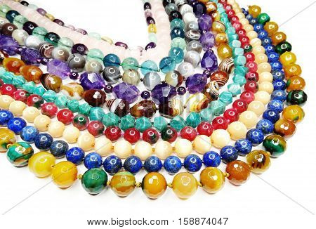 semigem necklace with bright crystals jewellery set