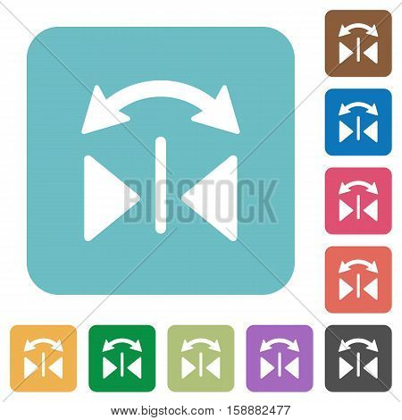 Horizontal flip flat icons on simple color square background.