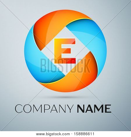 Letter E vector logo symbol in the colorful circle. Vector template for your design