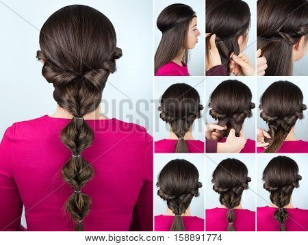 simple greek hairstyle twisted ponytail tutorial. Hairstyle tutorial for long hair. Hair tutorial step by step. Hairstyle for party