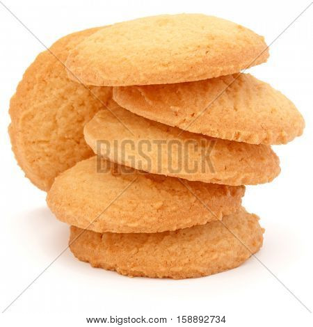 stacked short pastry cookies isolated on white background