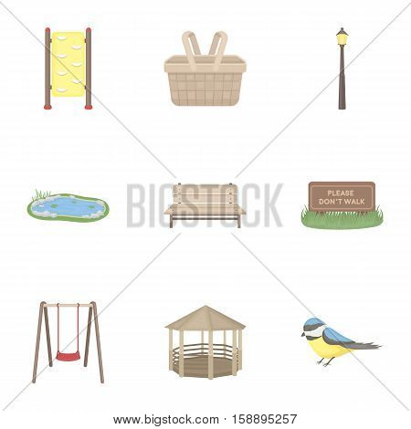 Park set icons in cartoon style. Big collection of park vector symbol stock