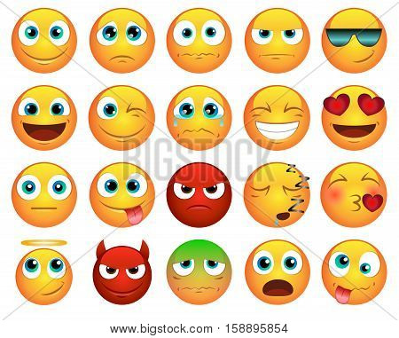Emoticons or smileys icons set for web
