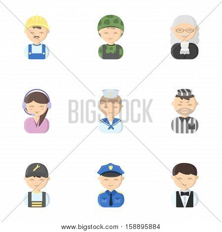 Profession set icons in cartoon style. Big collection of profession vector symbol stock