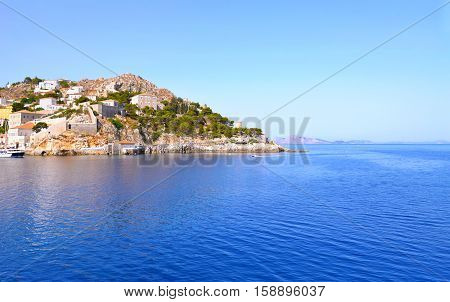 landscape of Hydra island Saronic Gulf Greece