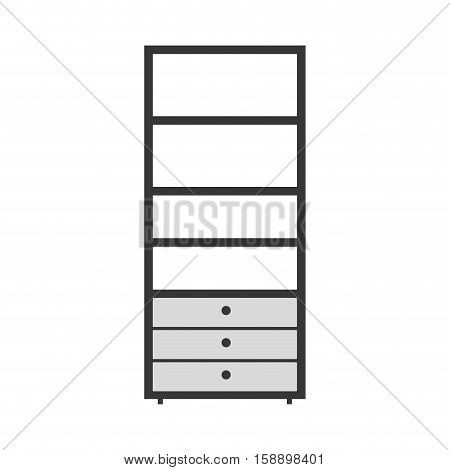 gray scale silhouette with kitchen shelf vector illustration