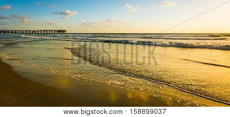 Impressive seascape of Ocean Beach in San Diego California. Sunset.