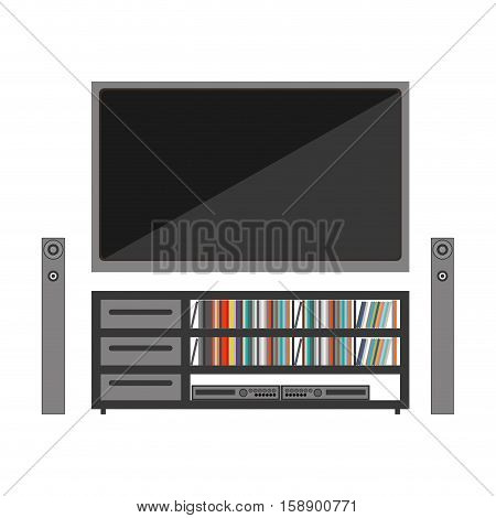 silhouette color with stero sound entertainment system and flat tv vector illustration