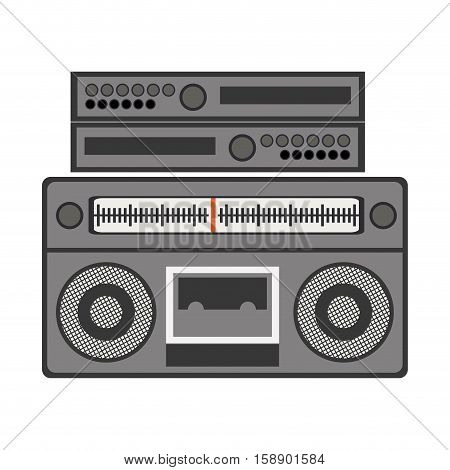 silhouette gray scale with stero sound amplifier vector illustration