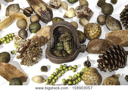Christmas festival background image of a traditional potpourri selection. Typical seasonal Christmas card image