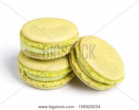 Tasty macaroons isolated on white background