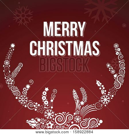 Merry Christmas Greeting Card Vector Illustration Reindeer