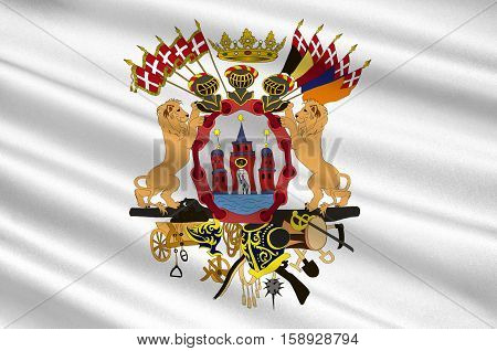 Flag of Copenhagen is the capital and most populated city of Denmark. 3d illustration
