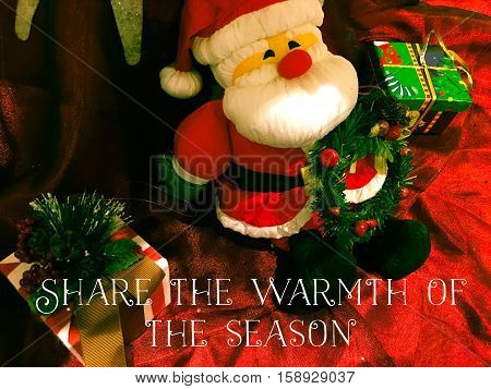 Giving Tuesday message Share the warmth of the holiday season card with Santa and gifts under a Christmas tree for donations non-profit and gratitude #GivingTuesday social media