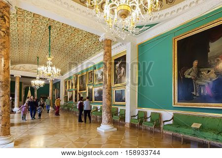 SAINT PETERSBURG RUSSIA - OCTOBER 20 2016: Interior of Stroganov Palace. It is a Late Baroque palace in St. Petersburg. Now it is a museum
