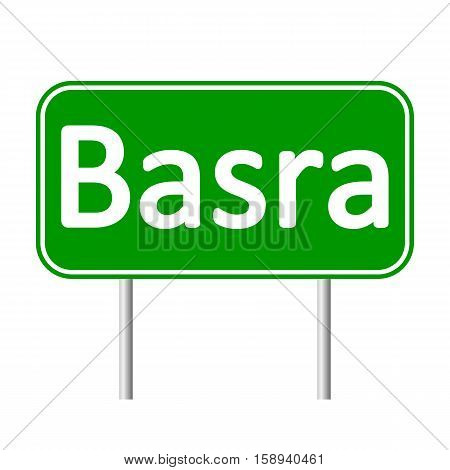 Basra road sign isolated on white background.
