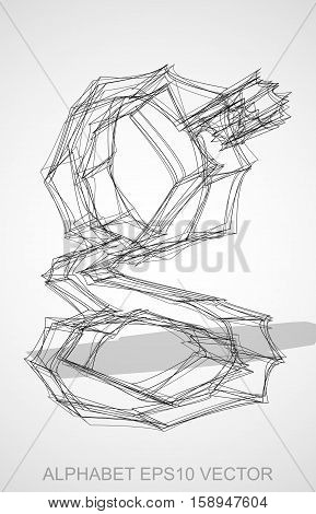 Abstract illustration of a Ink sketched lowercase letter G with Transparent Shadow. Hand drawn 3D G for your design. EPS 10 vector illustration.