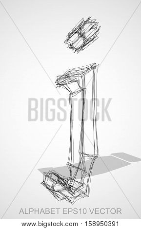 Abstract illustration of a Ink sketched lowercase letter J with Transparent Shadow. Hand drawn 3D J for your design. EPS 10 vector illustration.