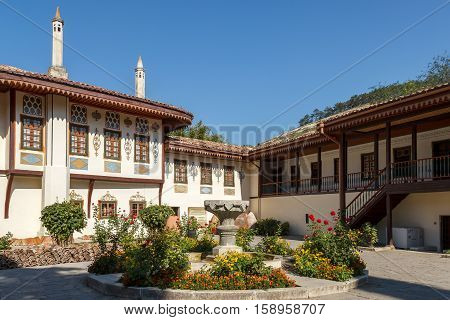 Crimea. The fountain in the courtyard of palace of the Khans in Bakhchisarai