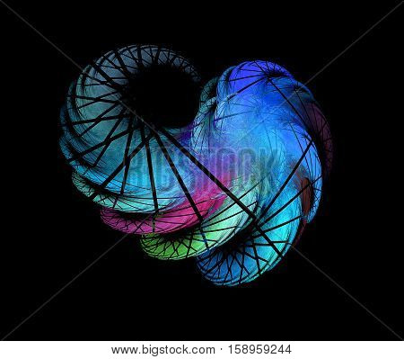 Abstract fractal computer-generated image. illustration. background with the image of the wing.