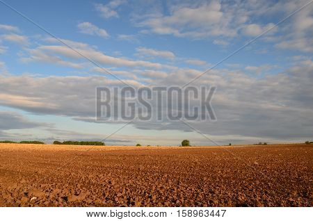 A plowed field in autumn after harvest