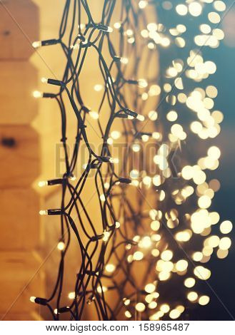 Colorful glowing Christmas lights. Holiday background