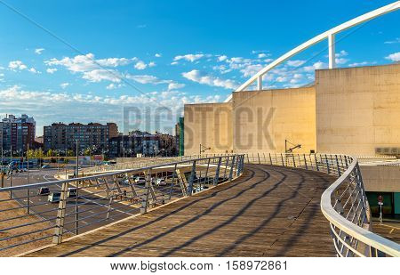 Suspension pedestrian bridge at Zaragoza-Delicias station, Spain
