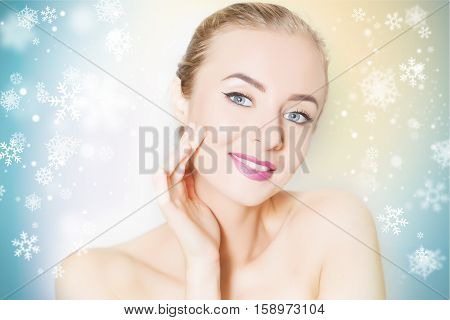 Closeup of female adult with marks on skin for cosmetic medical procedures