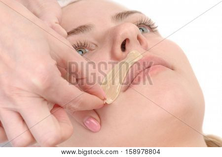 beauty salon, facial hair or mustache depilation, skin treatment and care