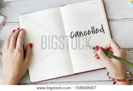Cancelled Rejected Abort Declined Cancellation Denied Concept