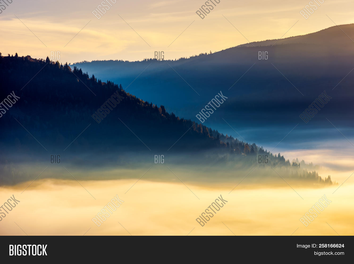 thick fog above valley