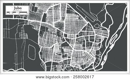 Juba South Sudan City Map in Retro Style. Outline Map. 